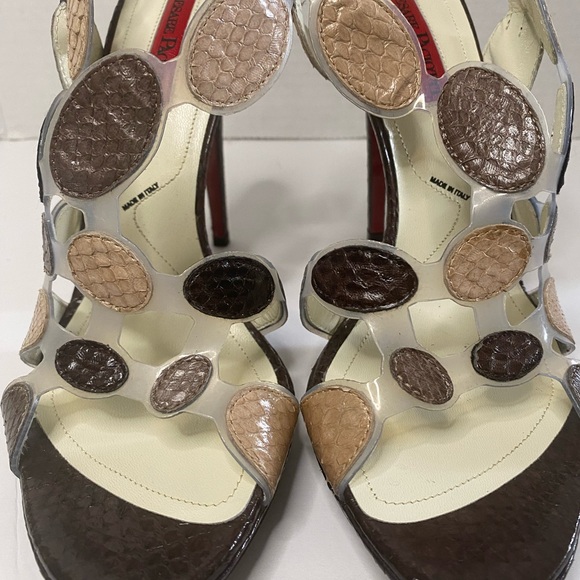 Cesare Paciotti multicolor snake skin high heel platform. Lucite in between . - Picture 7 of 7